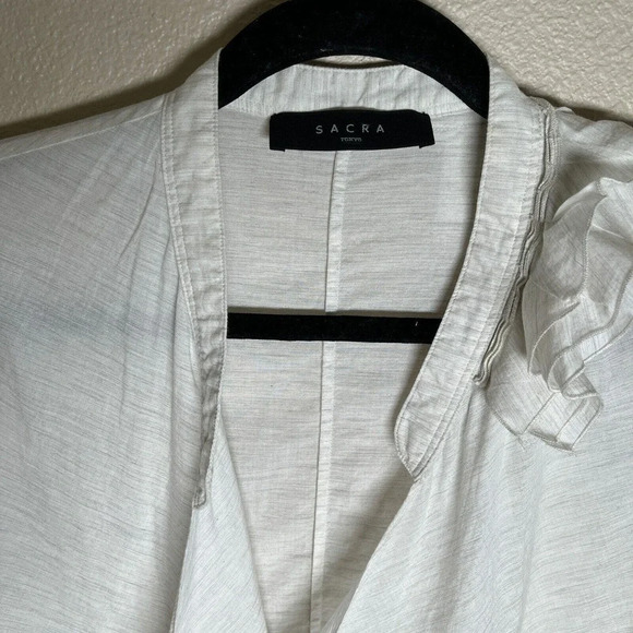 SACRA Tokyo Blouse Ruffle Tunic Oatmeal Color Size 38(Approx. M) - Picture 4 of 13